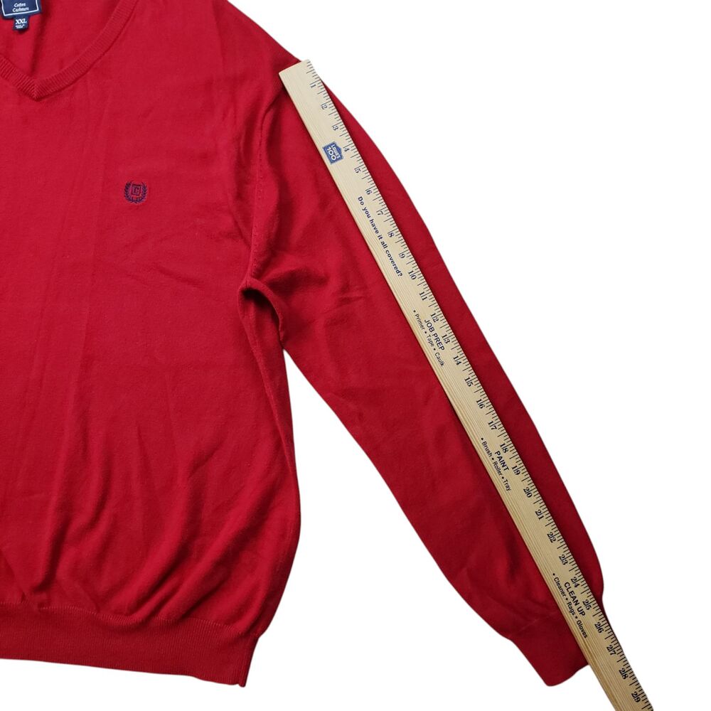 Chaps Sweater Mens XXL Red Cotton Cashmere Knit V-Neck - Picture 7 of 10